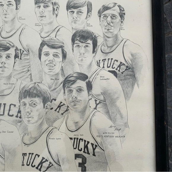 Vintage 1972 1973 Kentucky Wildcats Basketball Print Larry Frost Joe B. Hall - Picture 6 of 9